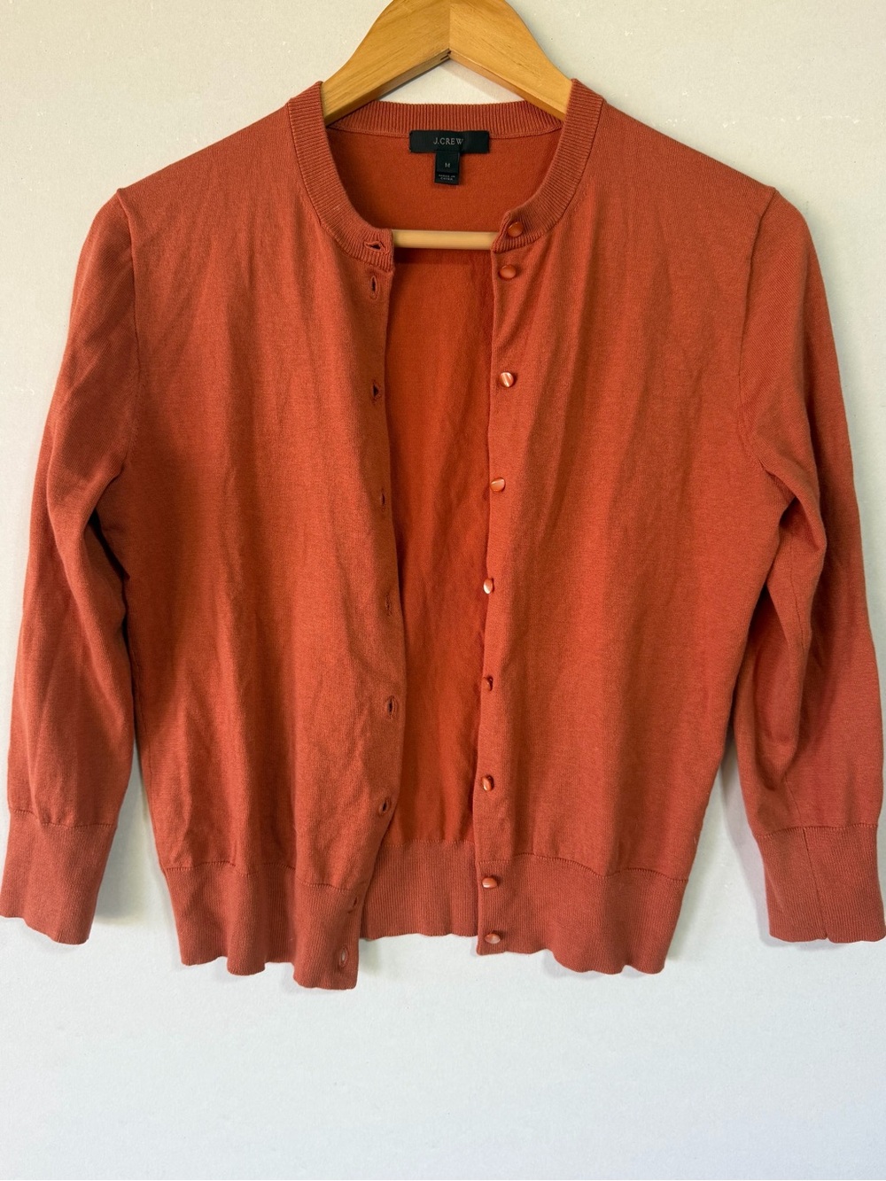 J. Crew Women's Rust Orange Crewneck Button-Front Cardigan